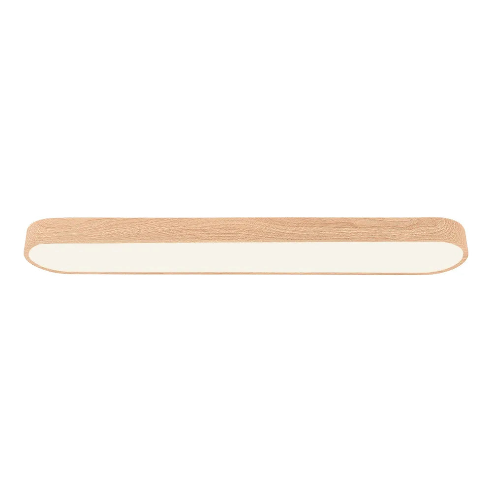 Oval LED Ceiling Light with Natural Wood Frame