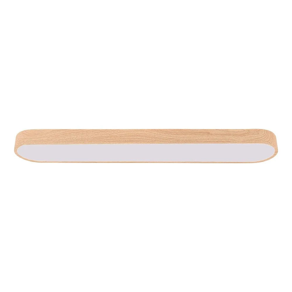 Oval LED Ceiling Light with Natural Wood Frame
