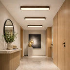Oval LED Ceiling Light with Natural Wood Frame