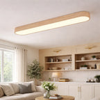 Oval LED Ceiling Light with Natural Wood Frame