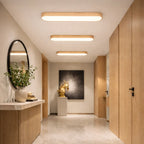 Oval LED Ceiling Light with Natural Wood Frame