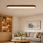 Oval LED Ceiling Light with Natural Wood Frame