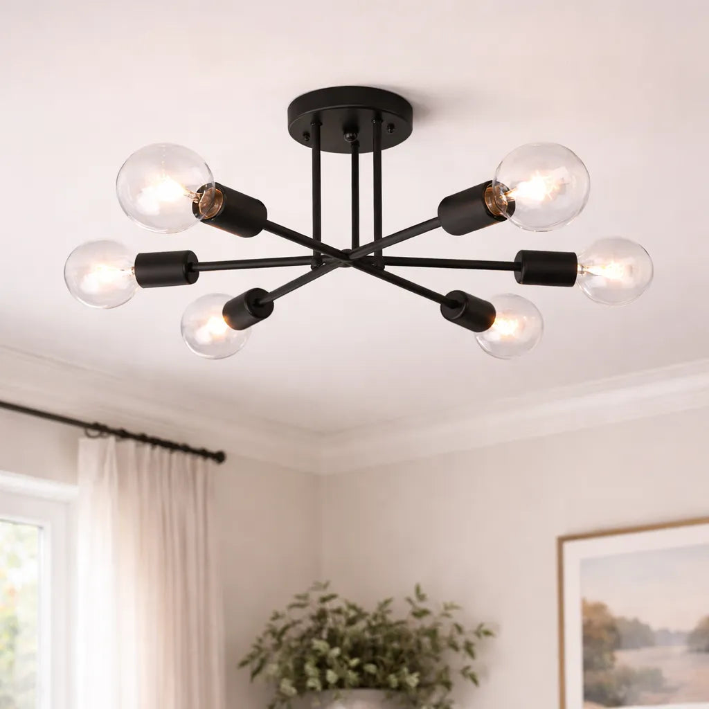 Alvion Linear 6 Light Orbital Semi Flush Mount Light