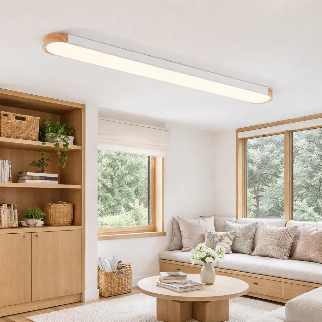 Arden Oval LED Flush Mount Ceiling Light with Wood Frame