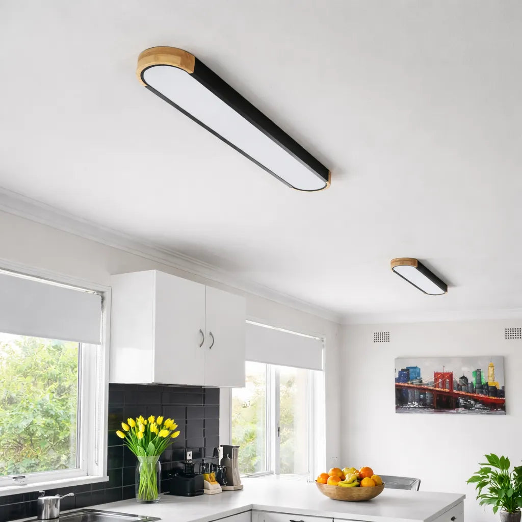 Arden Oval LED Flush Mount Ceiling Light with Wood Frame