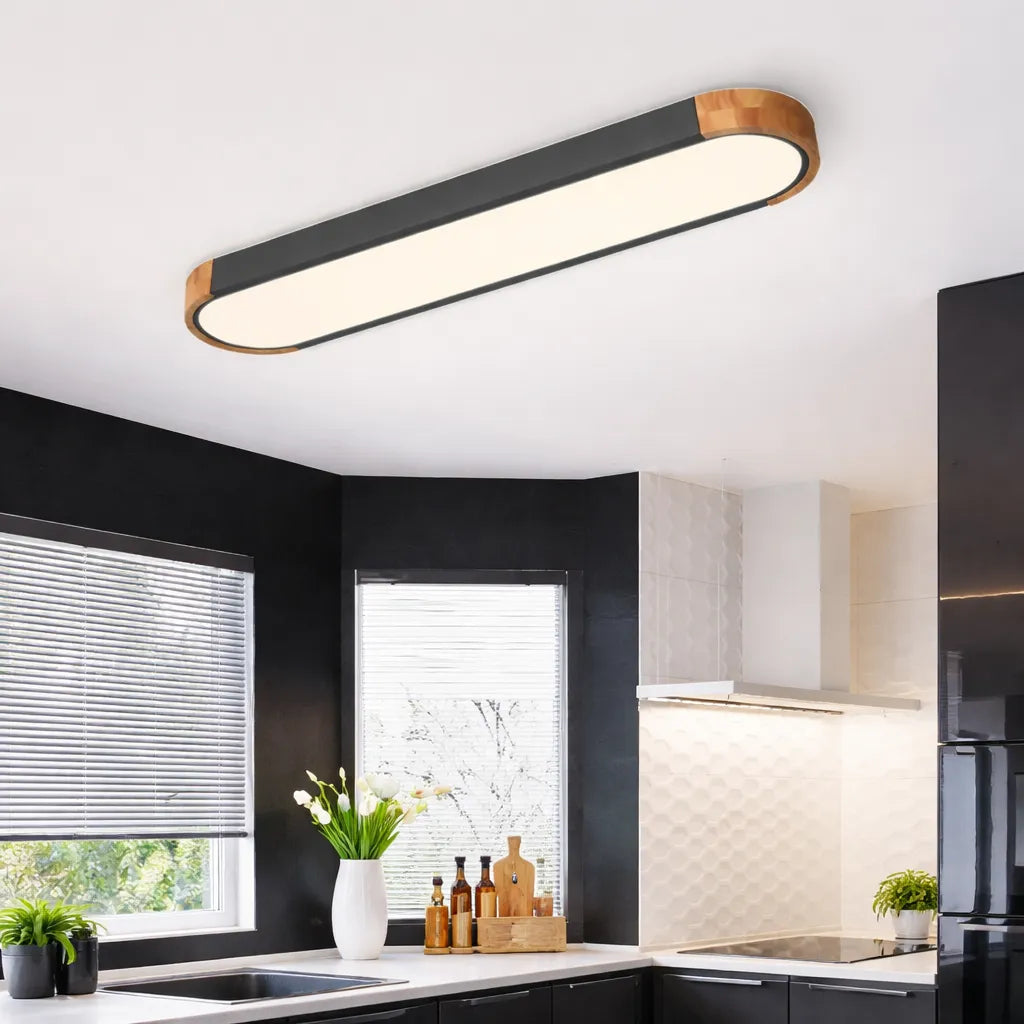 Arden Oval LED Flush Mount Ceiling Light with Wood Frame