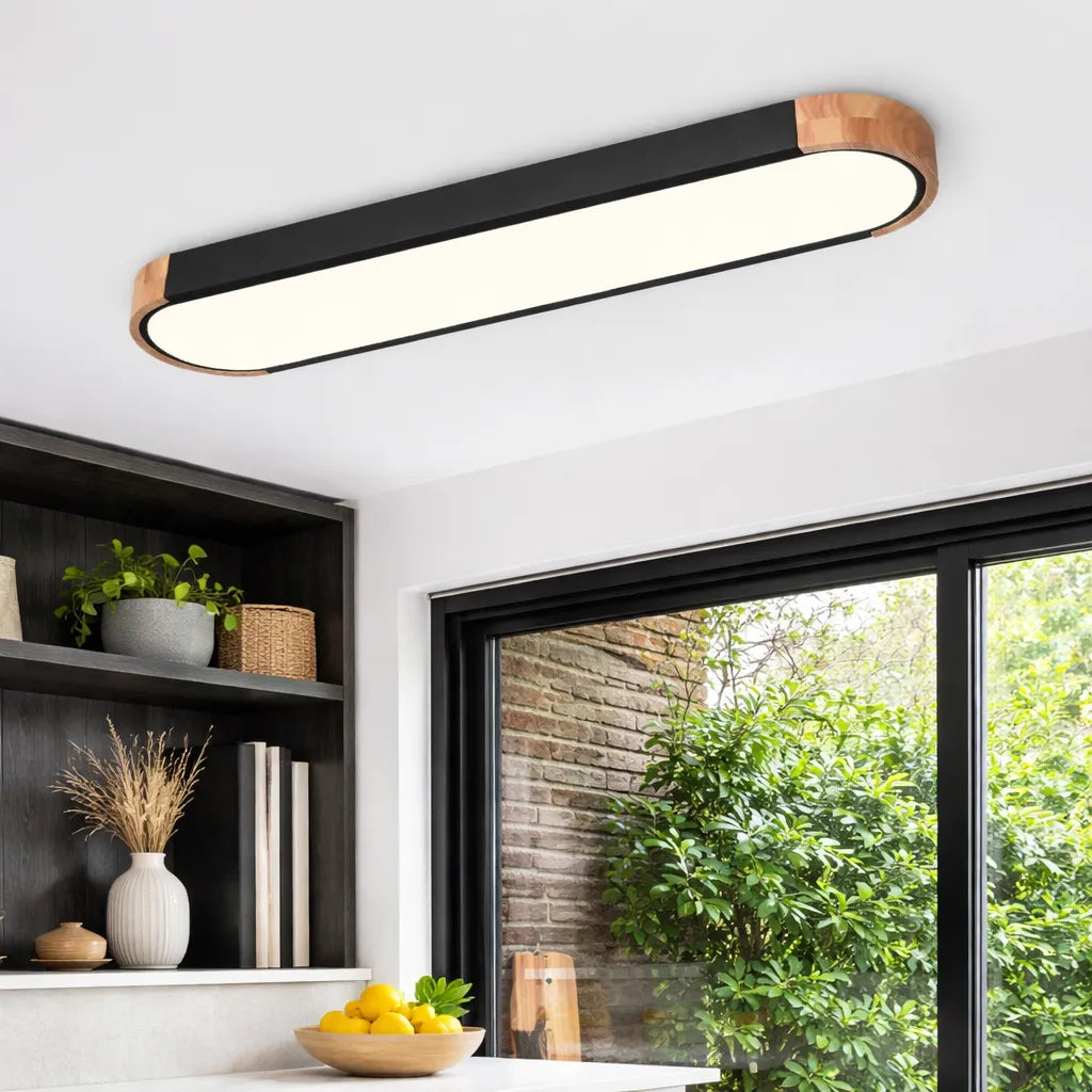 Arden Oval LED Flush Mount Ceiling Light with Wood Frame