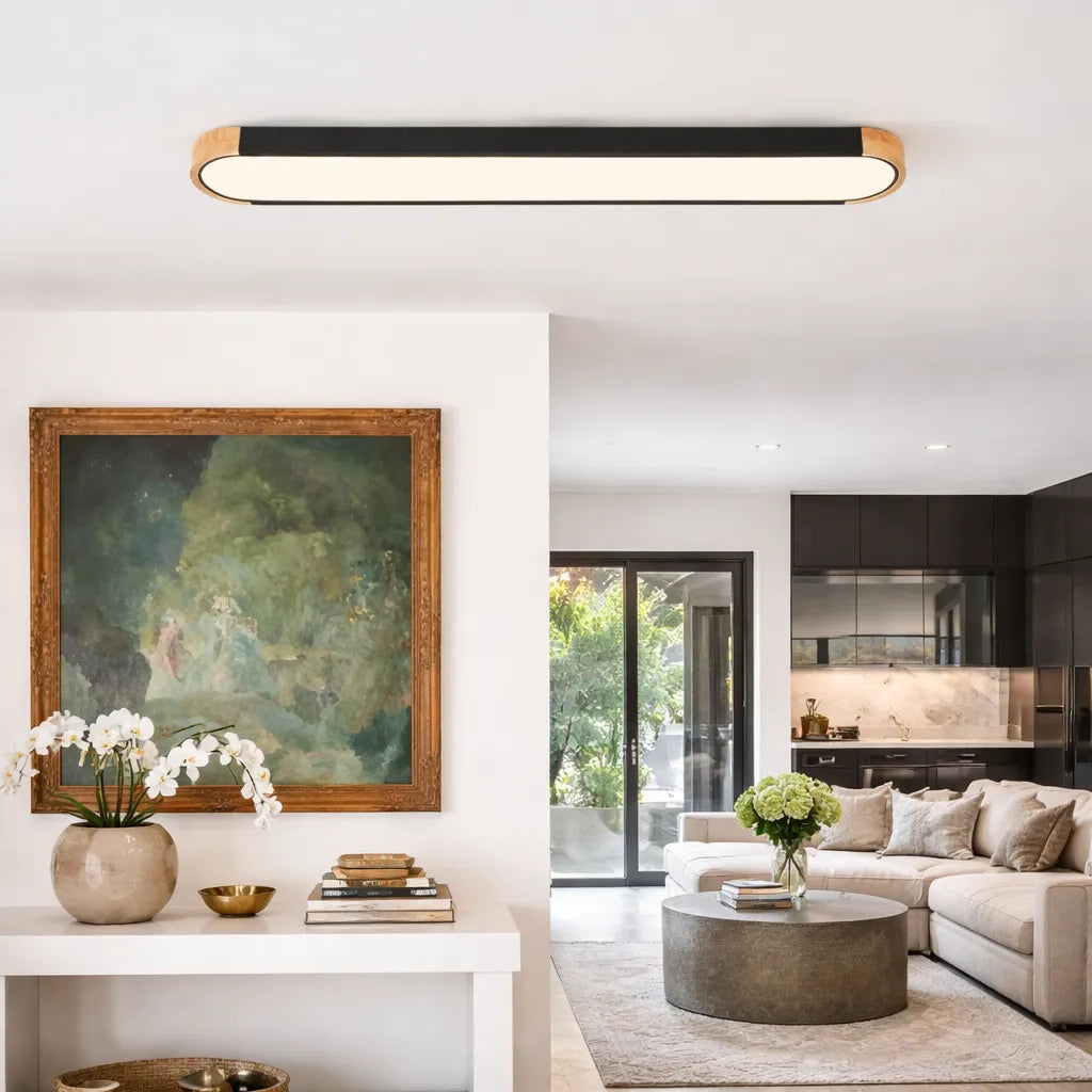 Arden Oval LED Flush Mount Ceiling Light with Wood Frame