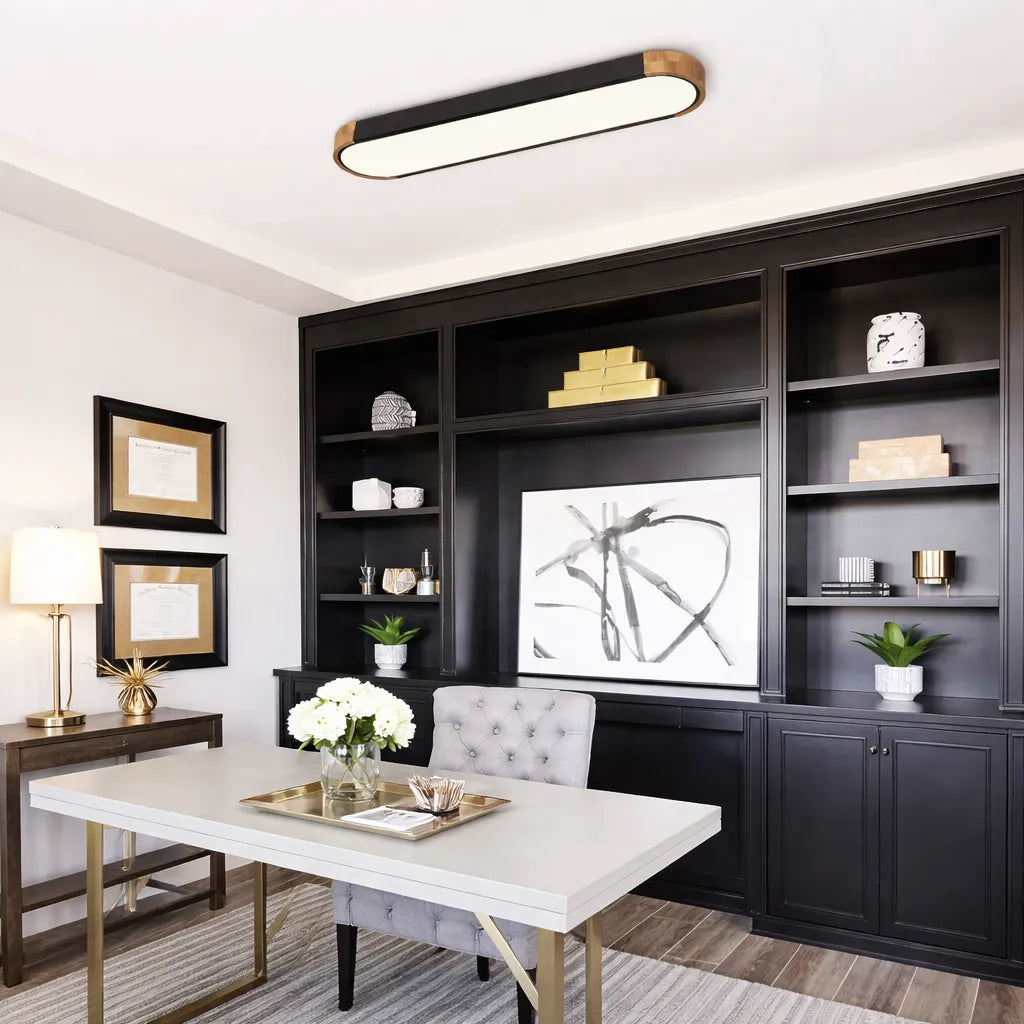Arden Oval LED Flush Mount Ceiling Light with Wood Frame