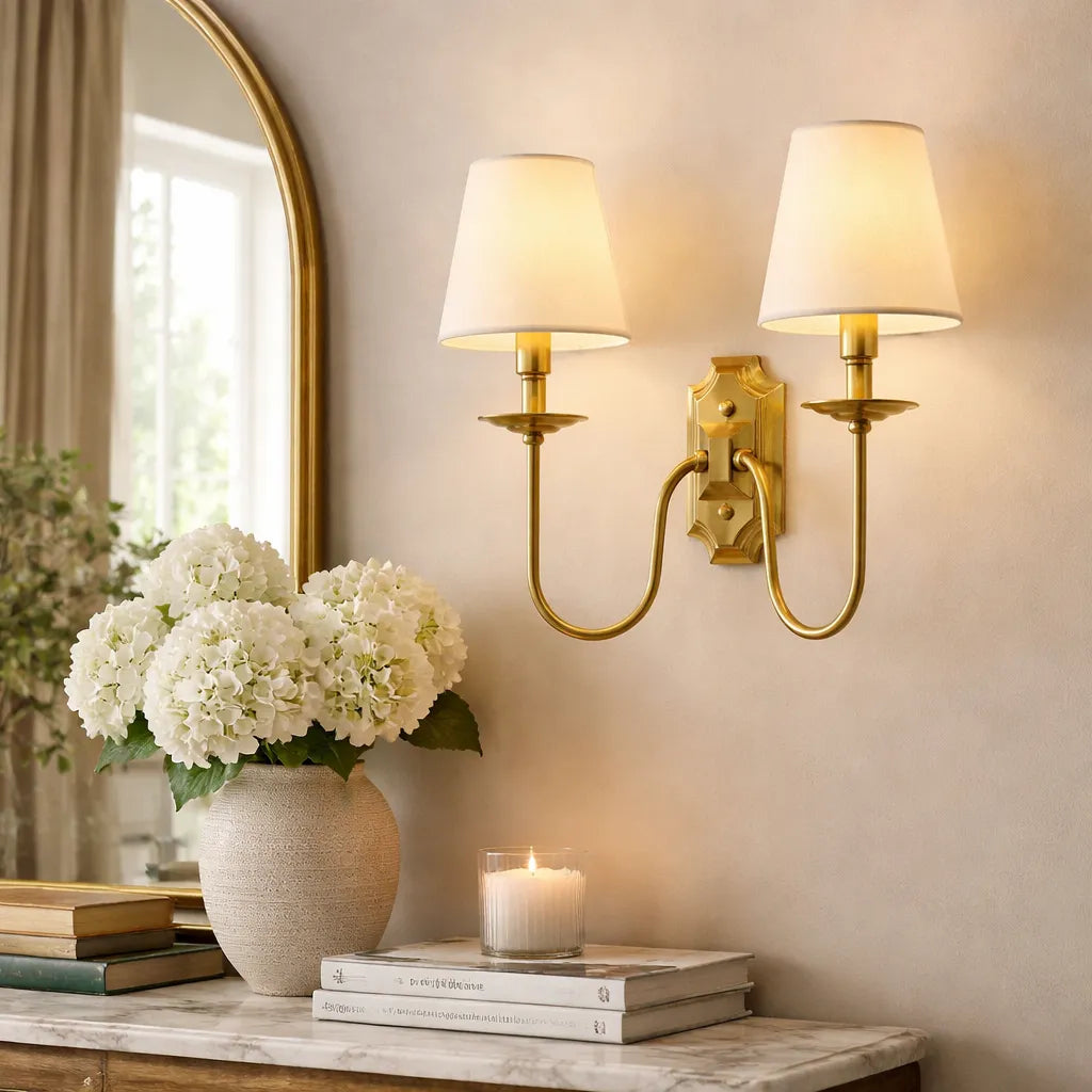 Aurelia Double Arm Brass Wall Sconce