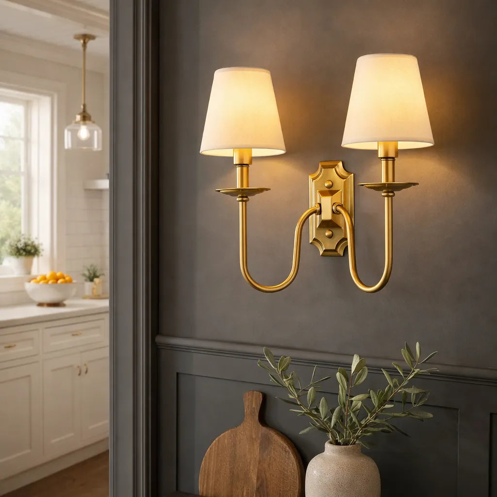 Aurelia Double Arm Brass Wall Sconce