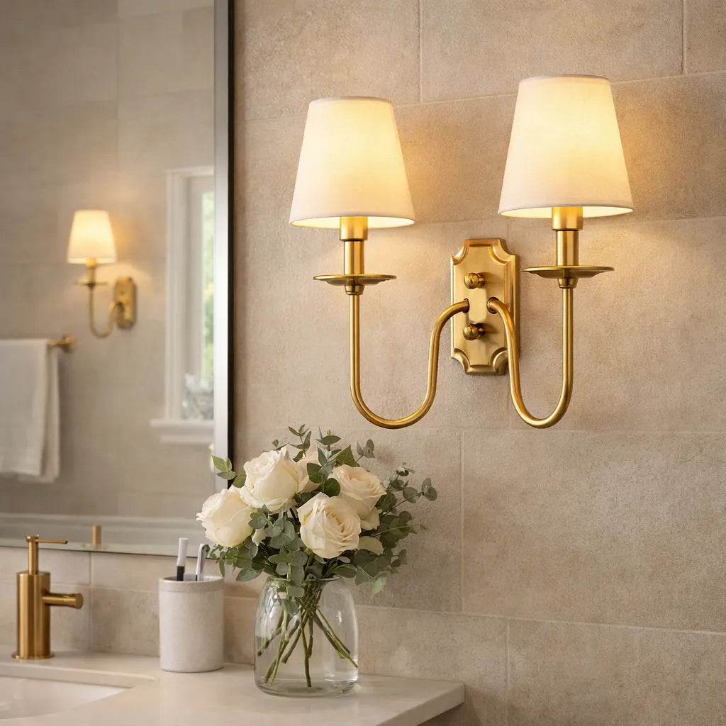Aurelia Double Arm Brass Wall Sconce