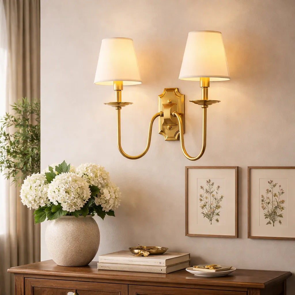 Aurelia Double Arm Brass Wall Sconce