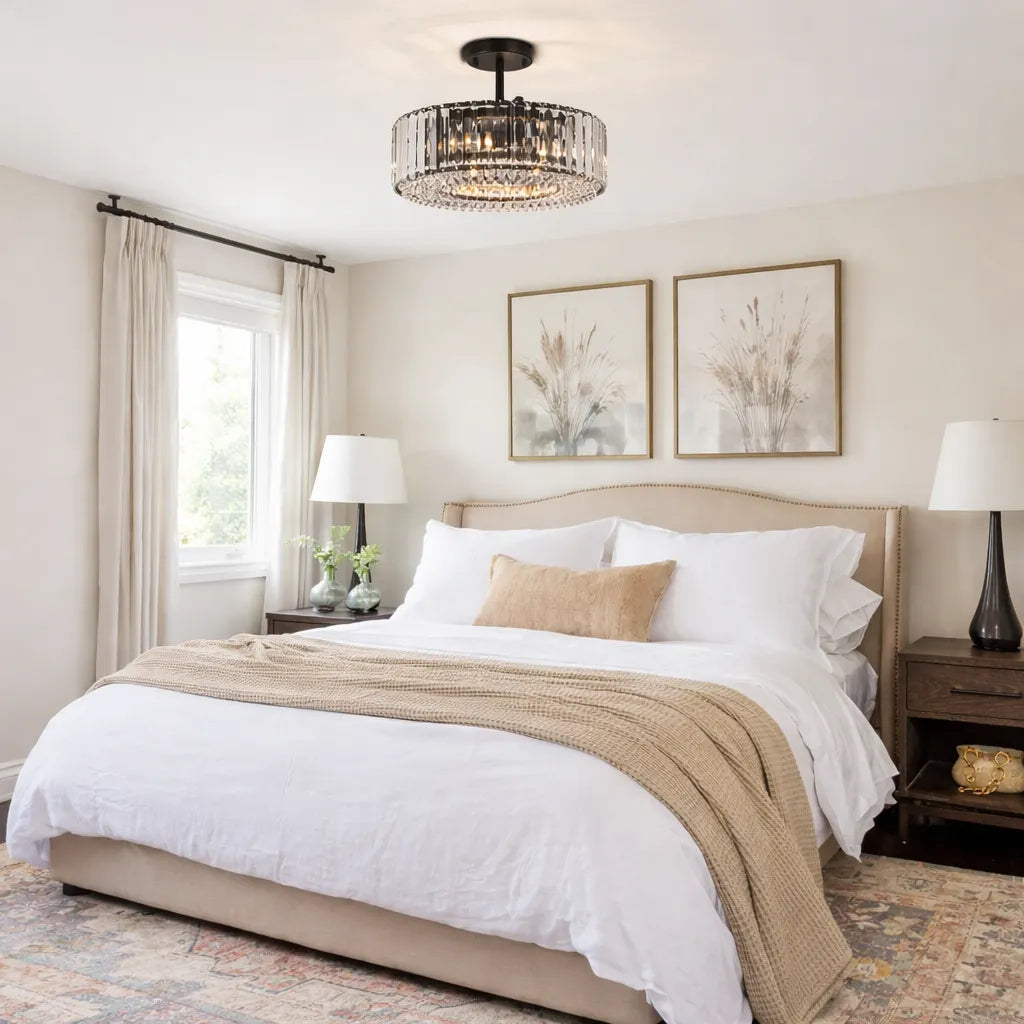 Calvera Crystal Detail Drum Ceiling Light