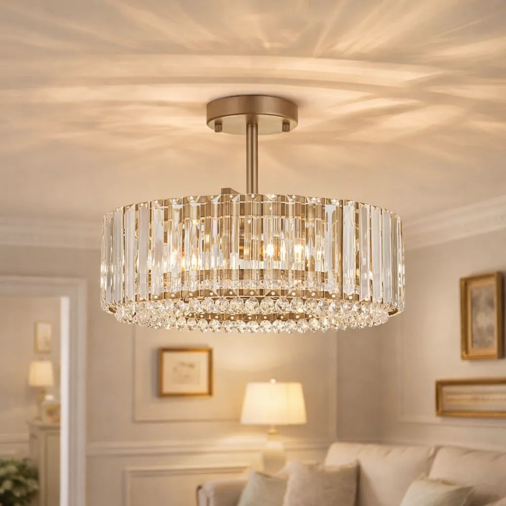 Calvera Crystal Detail Drum Ceiling Light