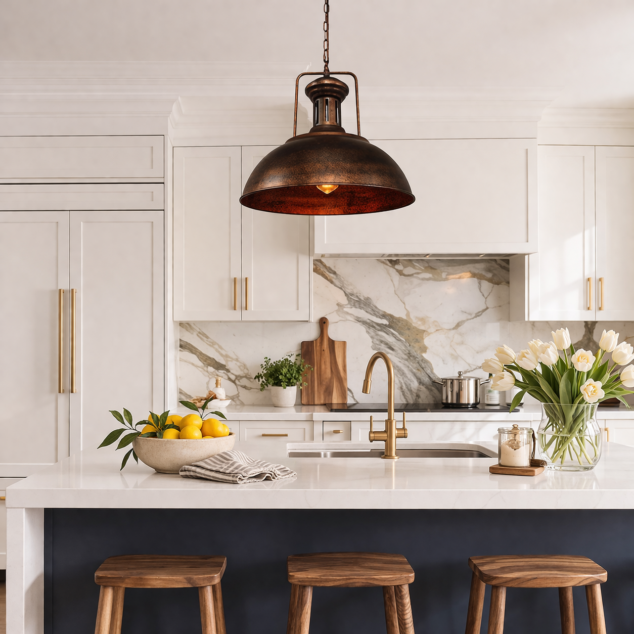 Cavira Aged Steel Dome Pendant Light