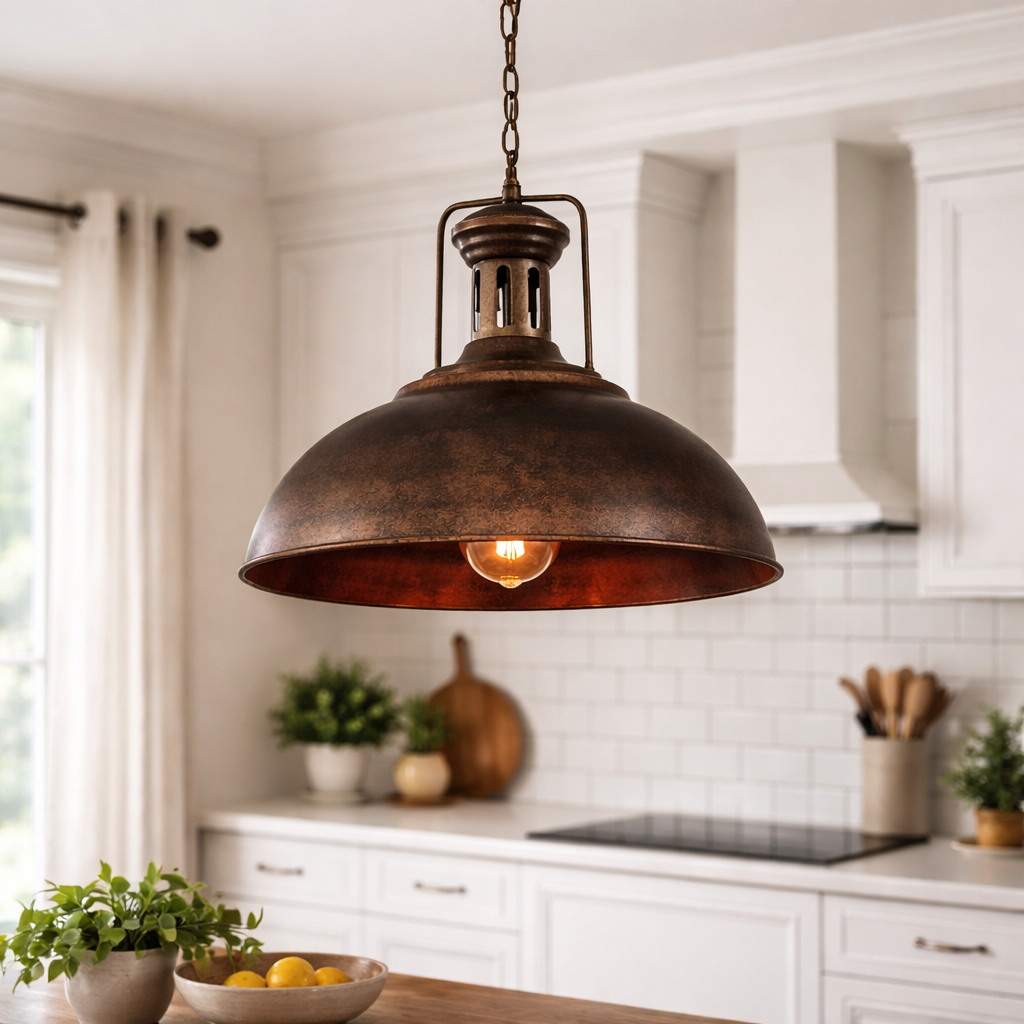 Cavira Aged Steel Dome Pendant Light