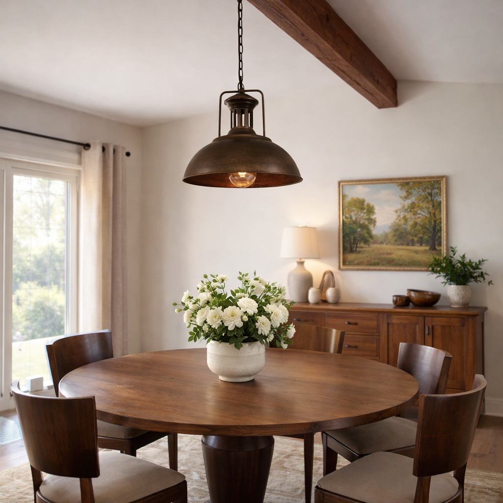 Cavira Aged Steel Dome Pendant Light