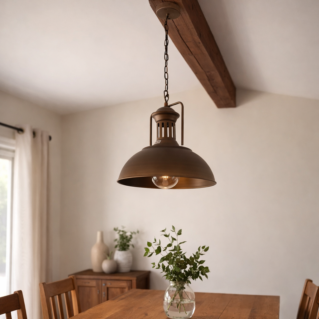 Cavira Aged Steel Dome Pendant Light
