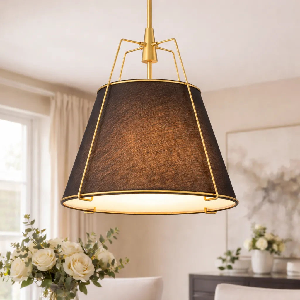 Elaro Linen Cone Pendant Chandelier Light