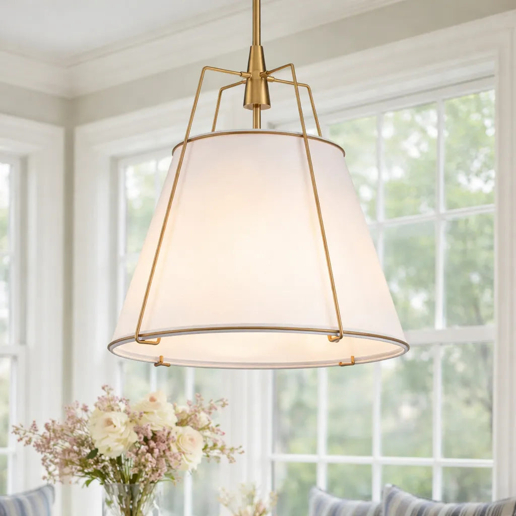 Elaro Linen Cone Pendant Chandelier Light
