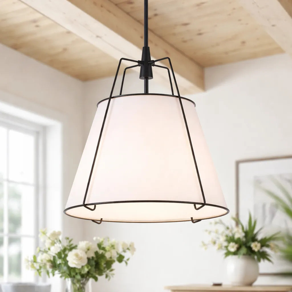 Elaro Linen Cone Pendant Chandelier Light