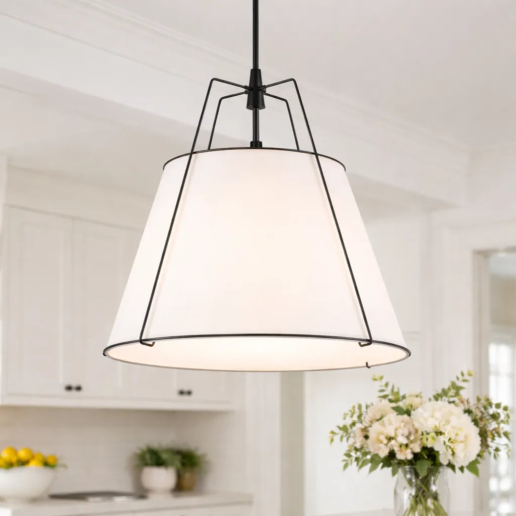 Elaro Linen Cone Pendant Chandelier Light