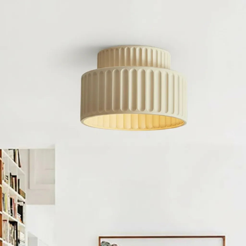 Elowen Cream Drum Semi Flush Mount Ceiling Light