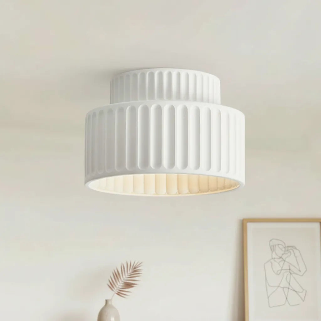 Elowen Cream Drum Semi Flush Mount Ceiling Light