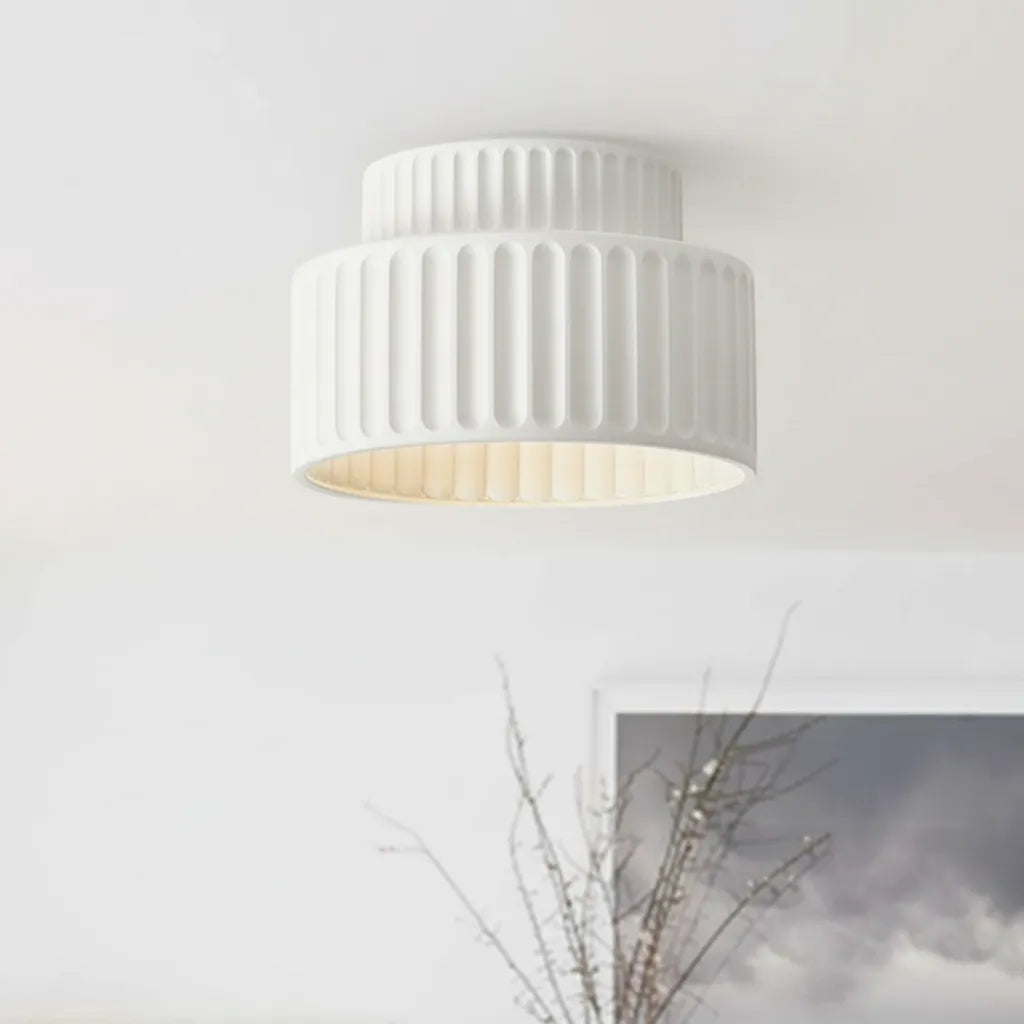 Elowen Cream Drum Semi Flush Mount Ceiling Light