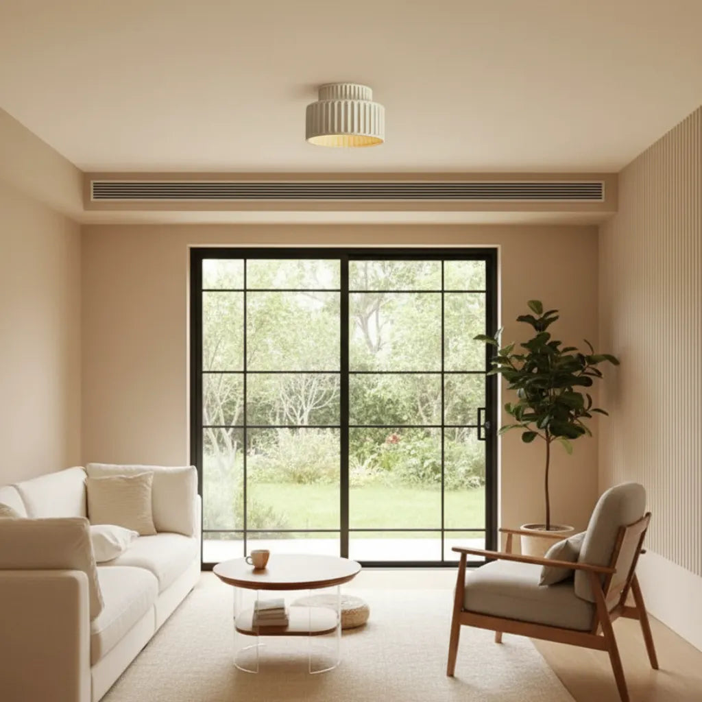 Elowen Cream Drum Semi Flush Mount Ceiling Light