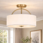 Lunera Linen Drum Semi Flush Mount Ceiling Light