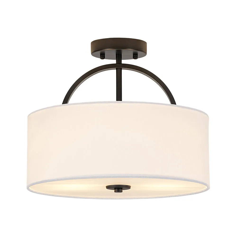 Lunera Linen Drum Semi Flush Mount Ceiling Light