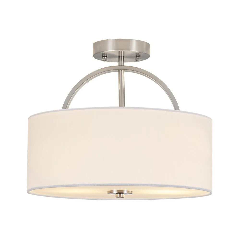 Lunera Linen Drum Semi Flush Mount Ceiling Light