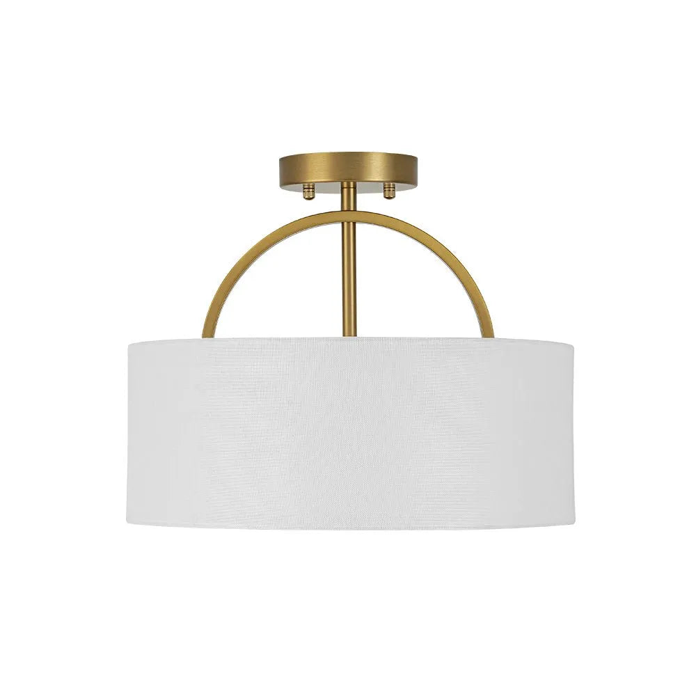 Lunera Linen Drum Semi Flush Mount Ceiling Light