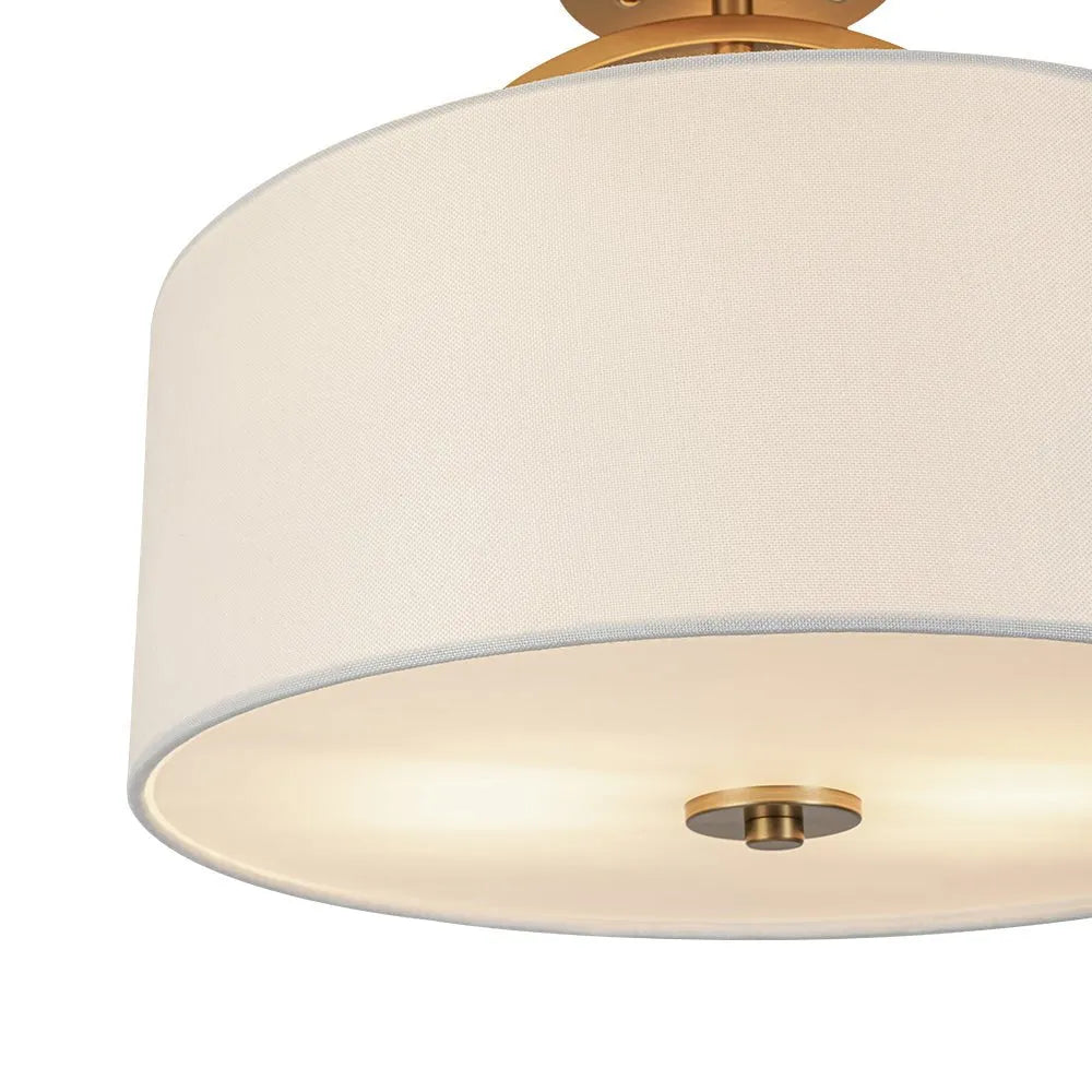 Lunera Linen Drum Semi Flush Mount Ceiling Light