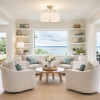 Lunera Linen Drum Semi Flush Mount Ceiling Light