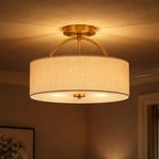 Lunera Linen Drum Semi Flush Mount Ceiling Light