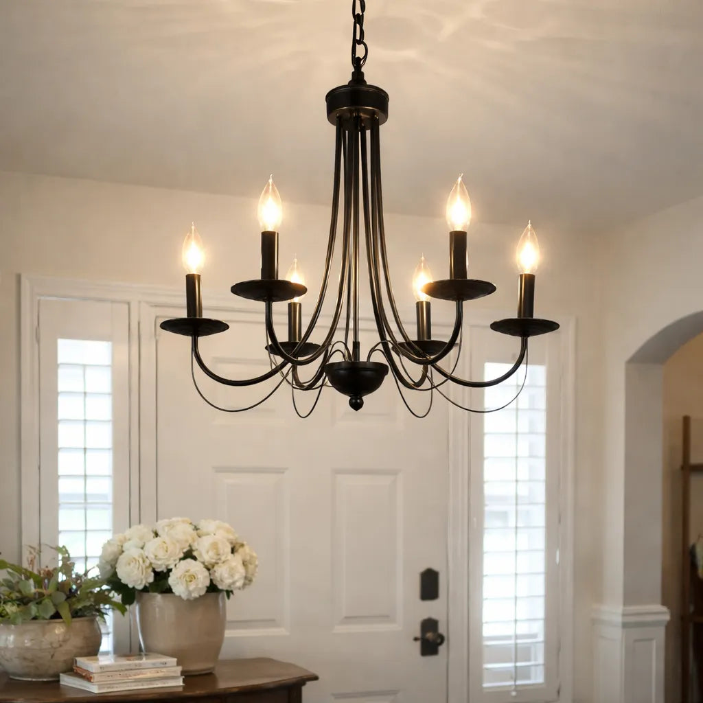 Orvelle Minimal Candle Metal Chandelier Light