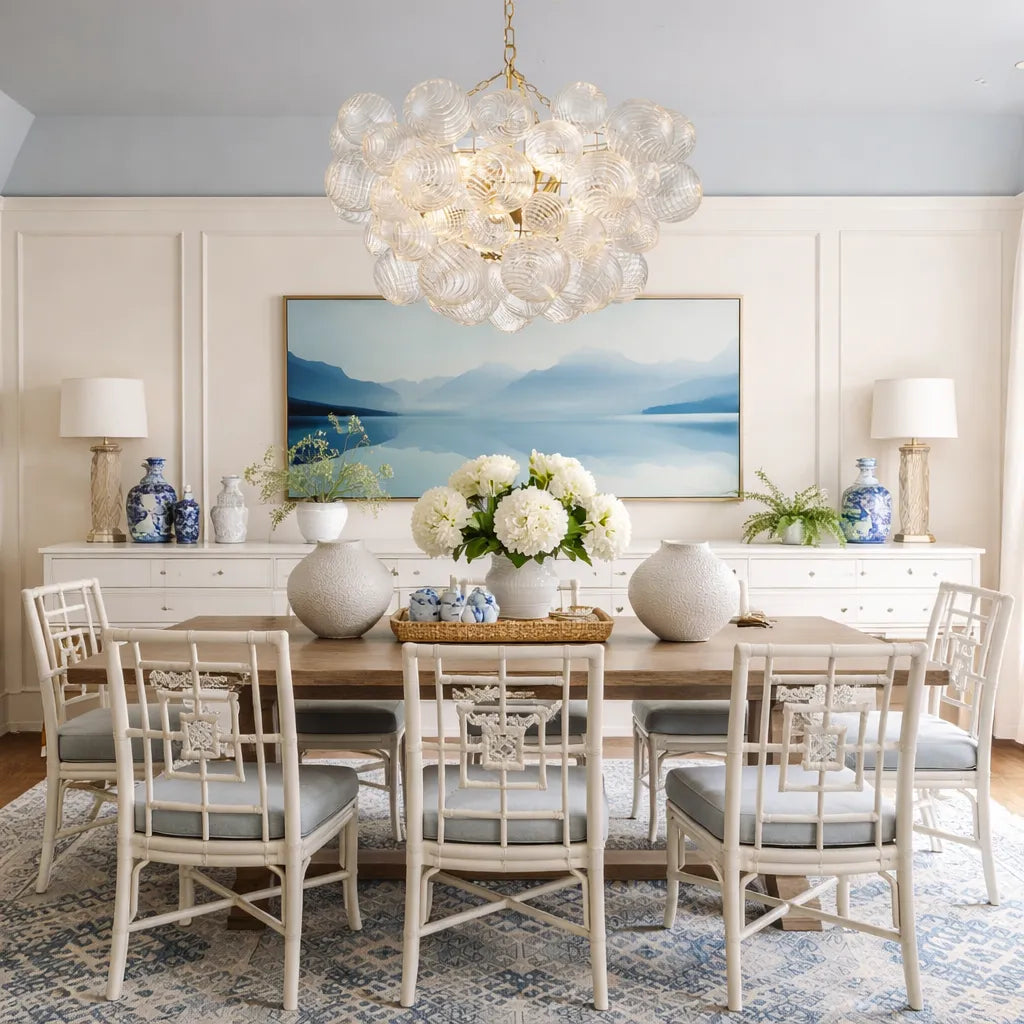 Ribbed Glass Bubble Chandelier Light