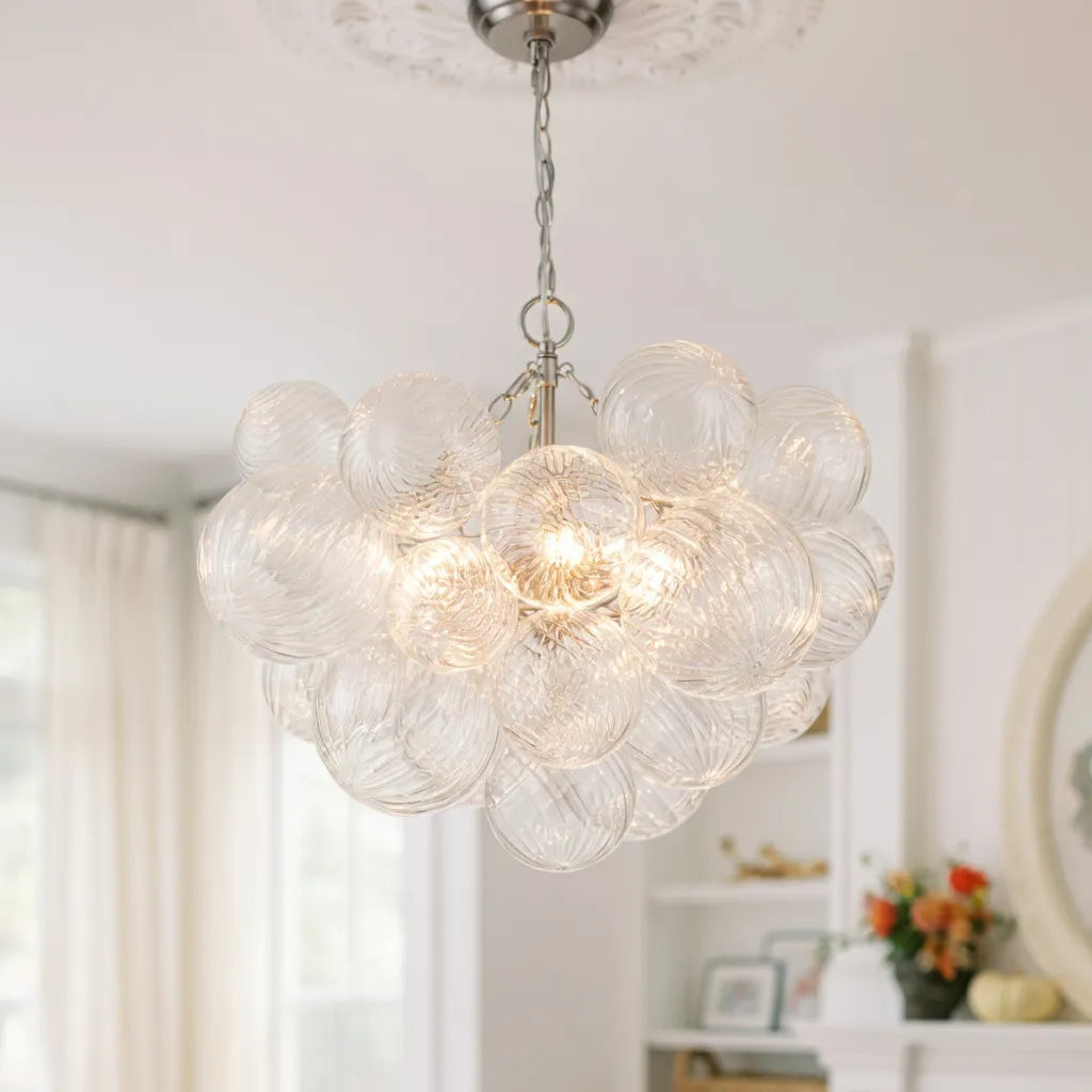 Ribbed Glass Bubble Chandelier Light