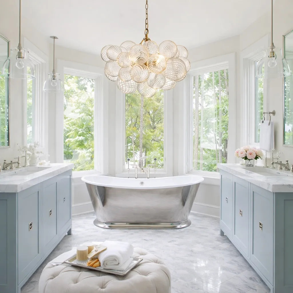 Ribbed Glass Bubble Chandelier Light