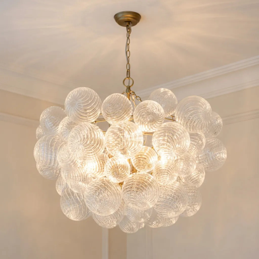 Ribbed Glass Bubble Chandelier Light