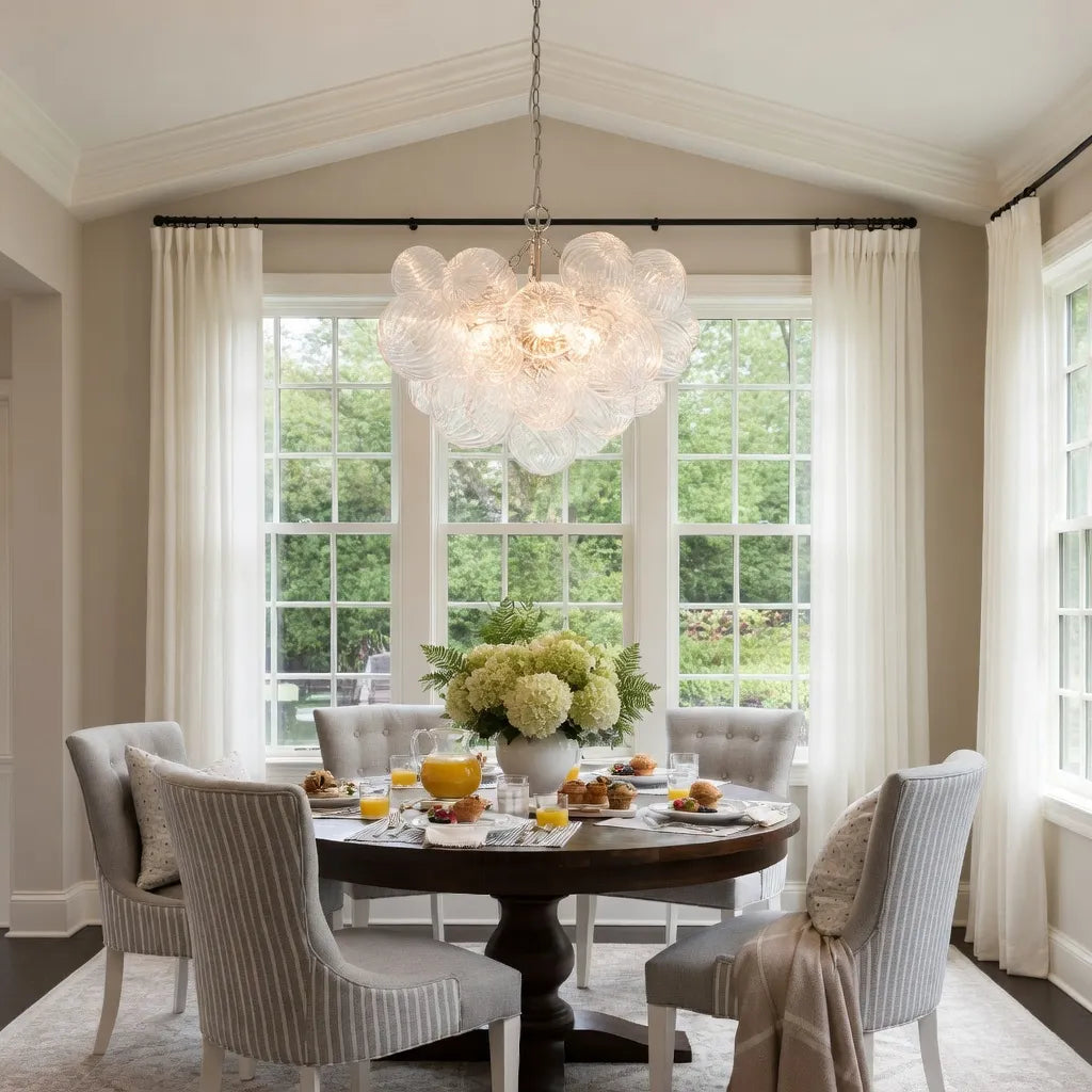 Ribbed Glass Bubble Chandelier Light