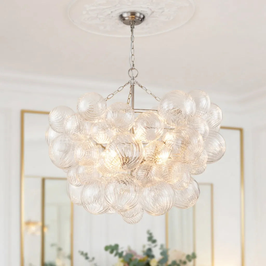 Ribbed Glass Bubble Chandelier Light