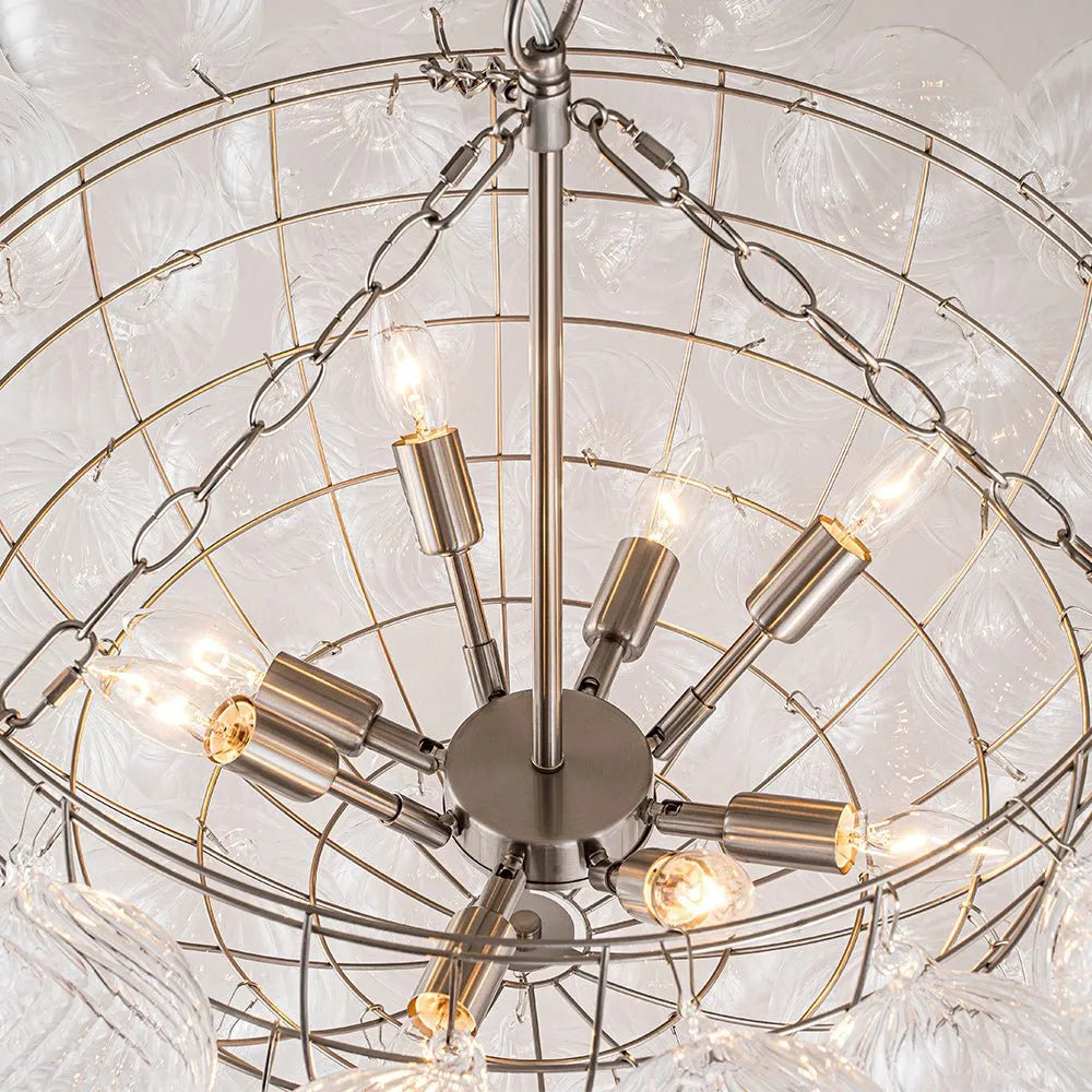 Ribbed Glass Bubble Chandelier Light
