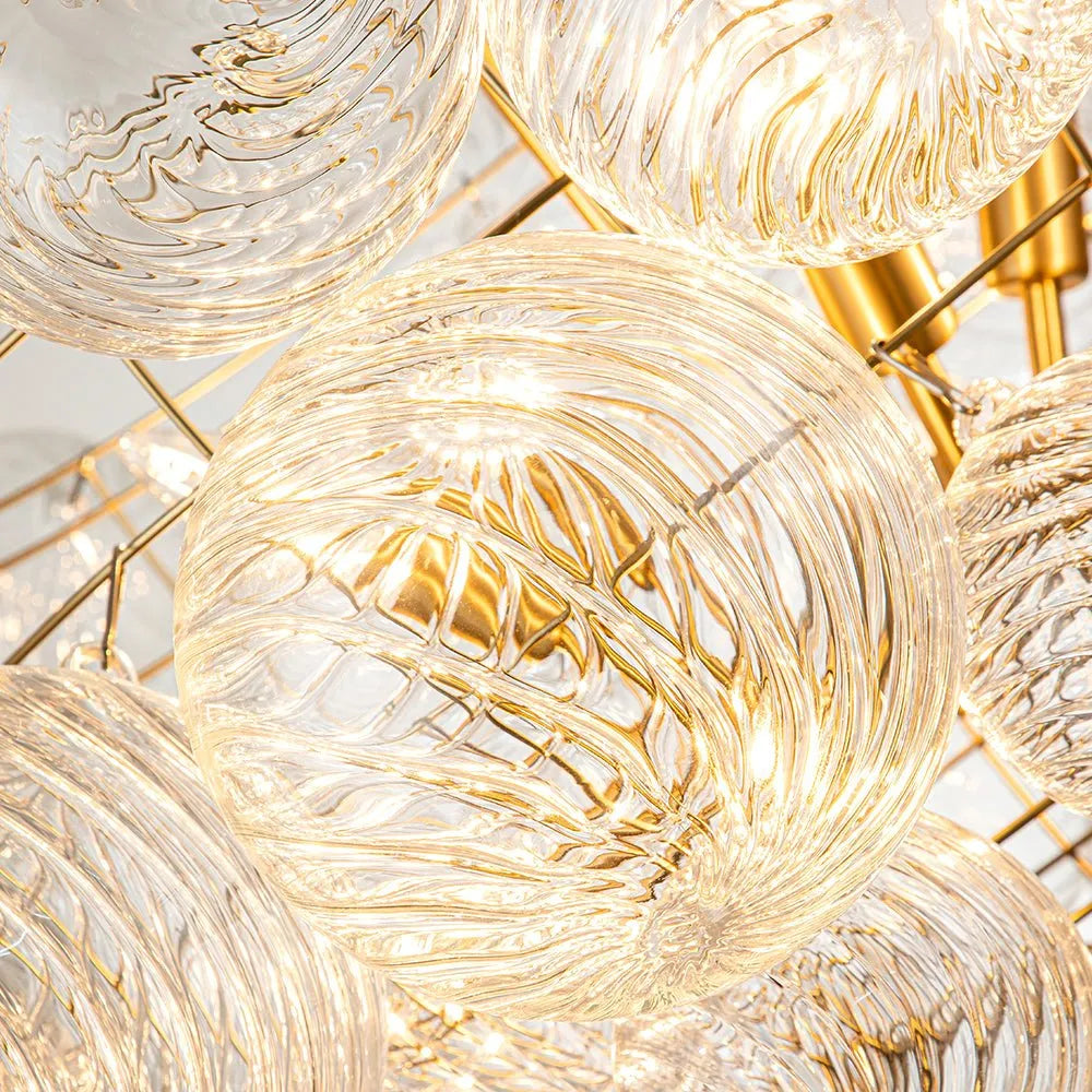 Ribbed Glass Bubble Chandelier Light