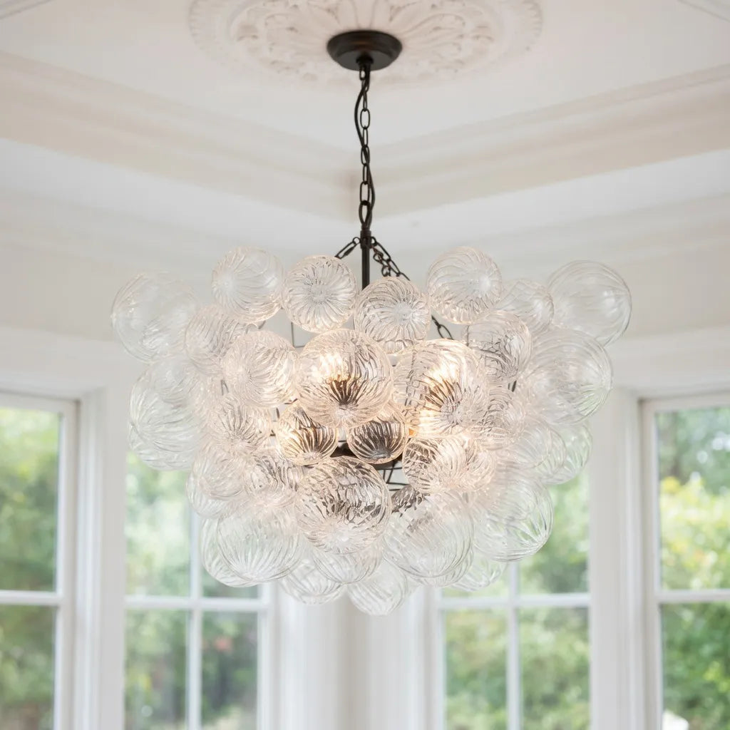 Ribbed Glass Bubble Chandelier Light