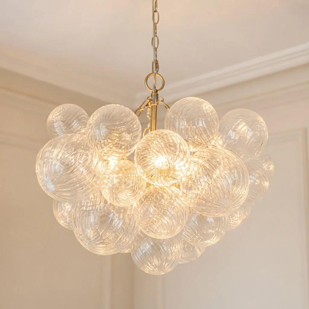 Ribbed Glass Bubble Chandelier Light