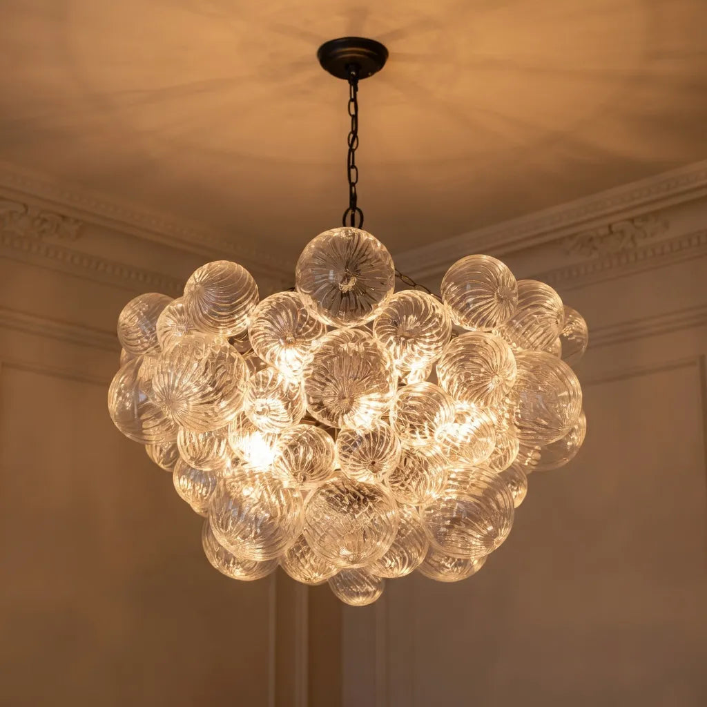 Ribbed Glass Bubble Chandelier Light